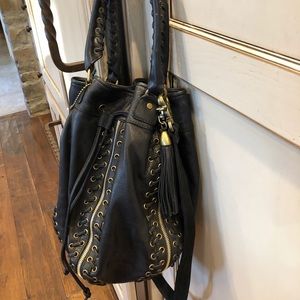 Rebecca Minkoff black drawstring bucket bag